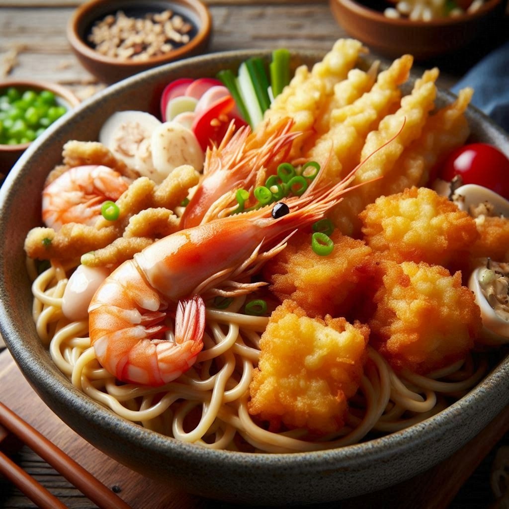 鶏天seafood noodle