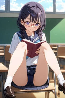 読書する眼鏡っ娘 (R-15)