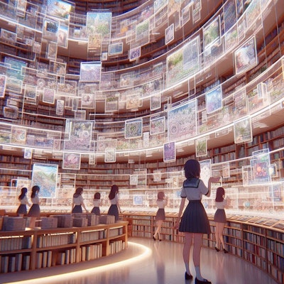 未来の図書館 | の人気AIイラスト・グラビア