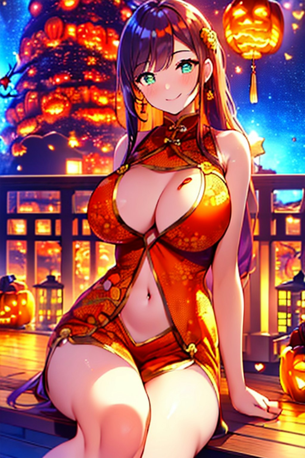 ヘソ出しチャイナドレスのハロウィンです