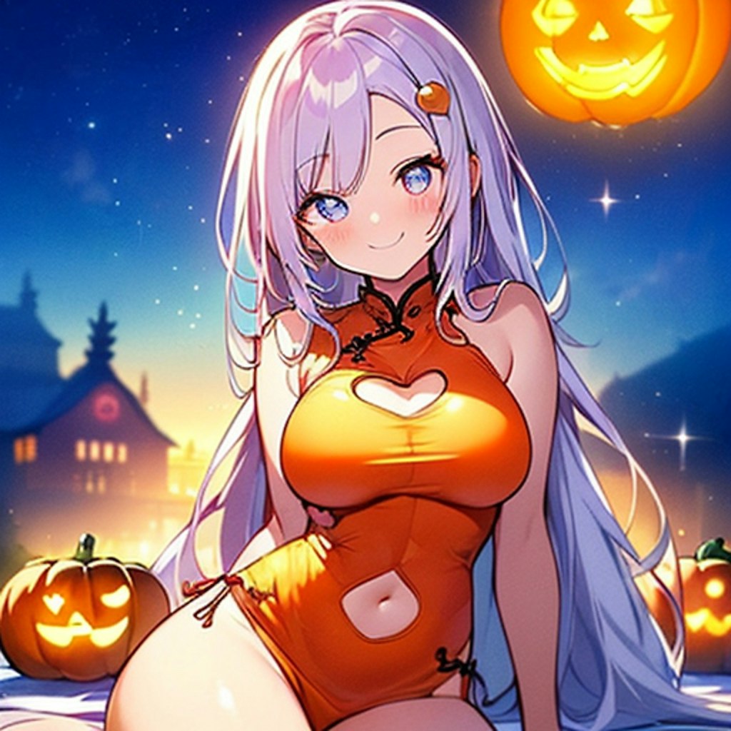 ヘソ出しチャイナドレスのハロウィンです