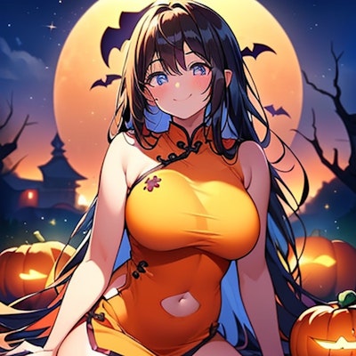 ヘソ出しチャイナドレスのハロウィンです