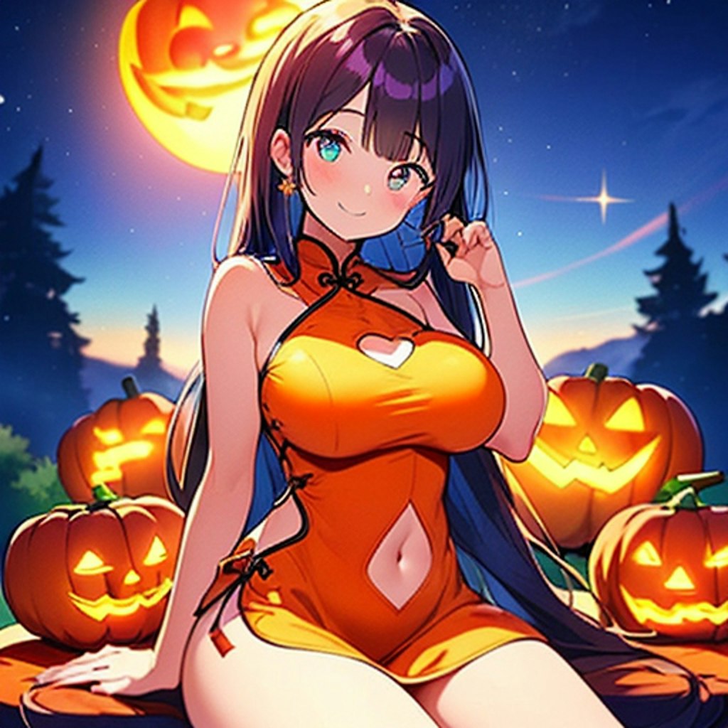 ヘソ出しチャイナドレスのハロウィンです