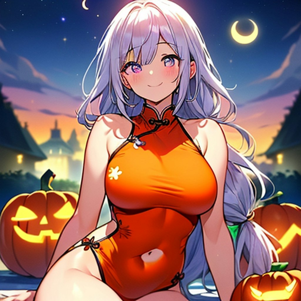 ヘソ出しチャイナドレスのハロウィンです