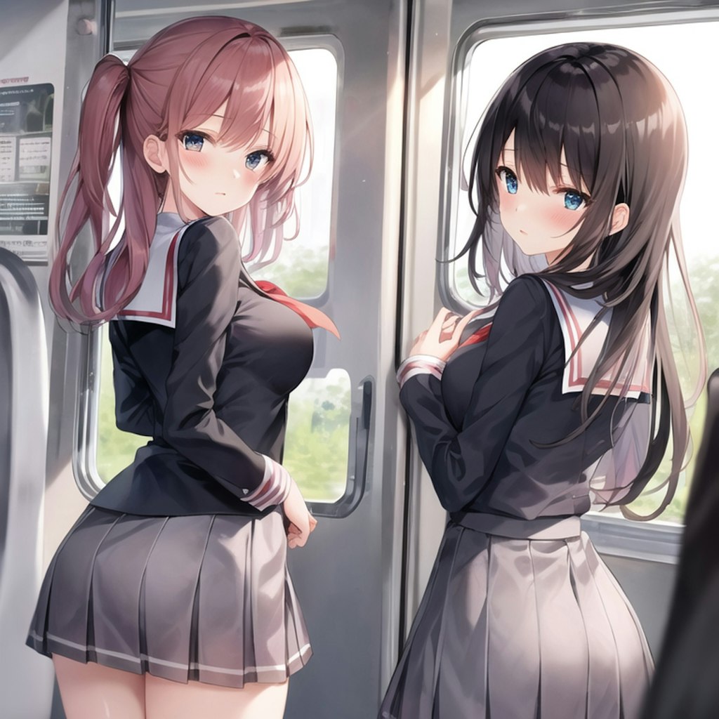 お尻(電車内の学生その2)