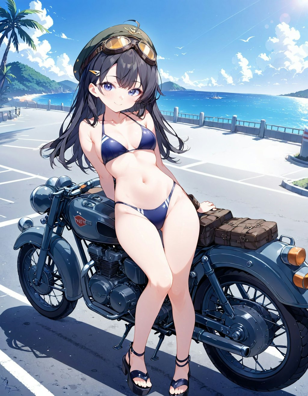 海とバイクと少女