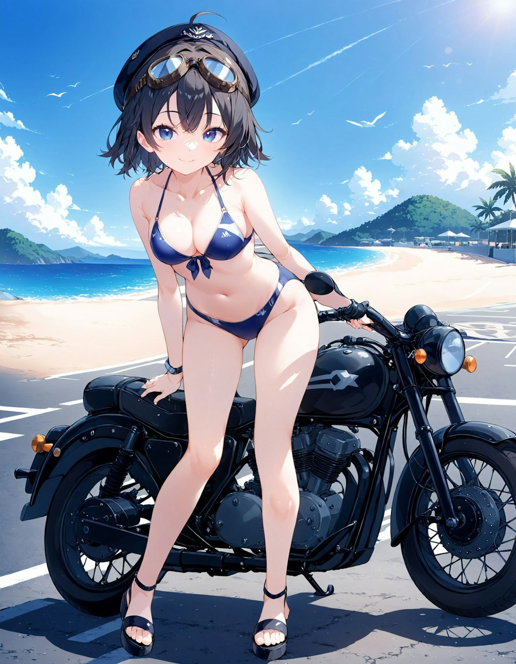 海とバイクと少女