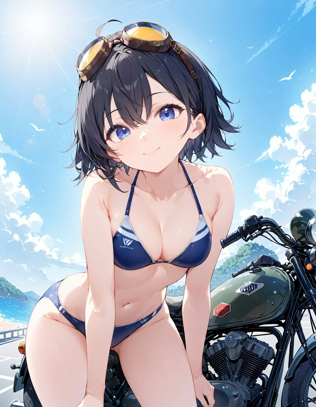 海とバイクと少女