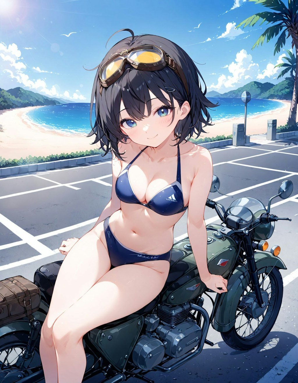 海とバイクと少女