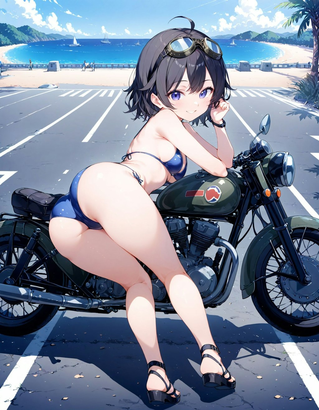 海とバイクと少女