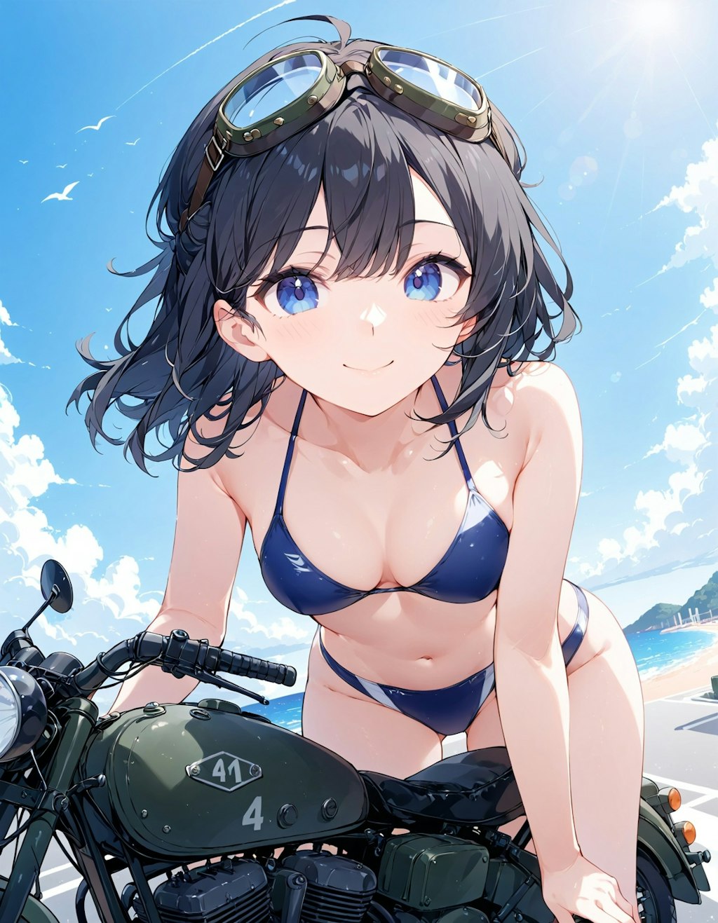 海とバイクと少女