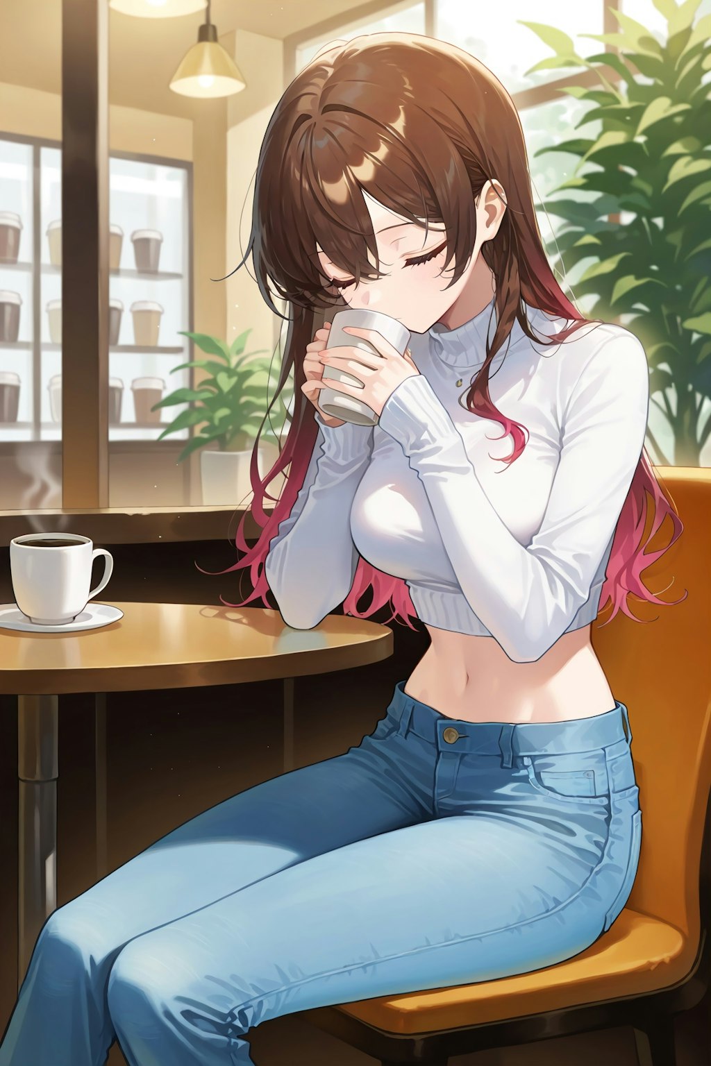 コーヒーを飲む花梨ちゃん
