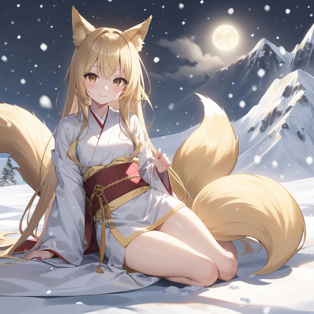 狐っ娘が雪女に | chichi-pui（ちちぷい）AIイラスト専用の投稿サイト