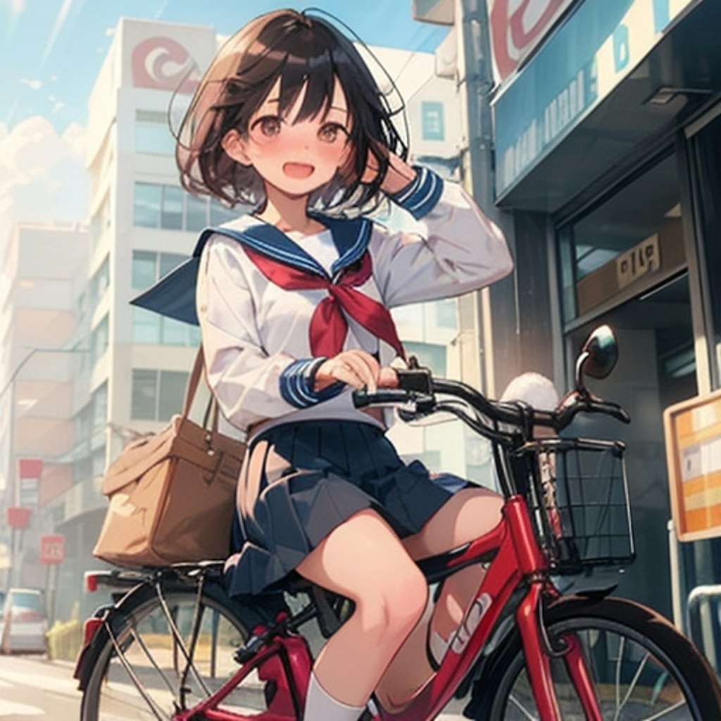 習作8 自転車通学する女の子