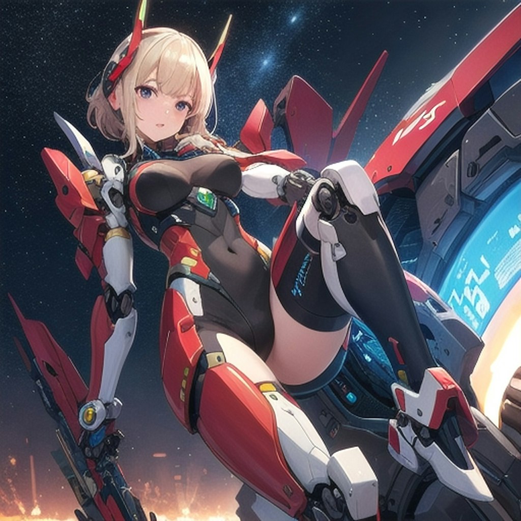 ロボット娘と星空（チチプイ公式プロンプト組み合わせです）