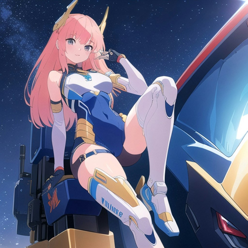 ロボット娘と星空（チチプイ公式プロンプト組み合わせです）