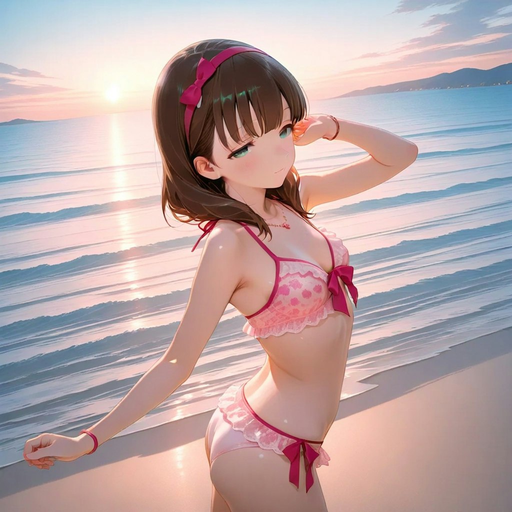 ビーチを楽しむ担当アイドル