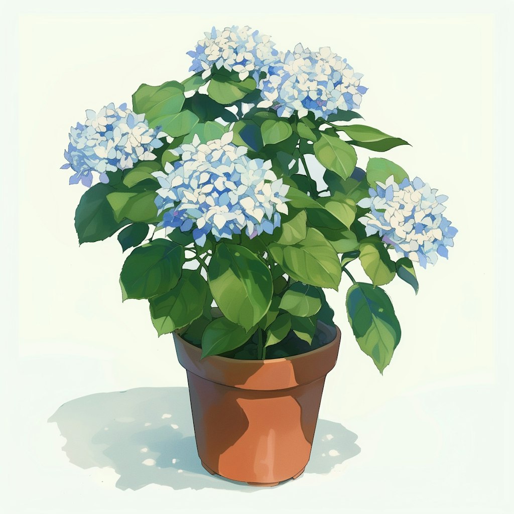 a Potted hydrangea
