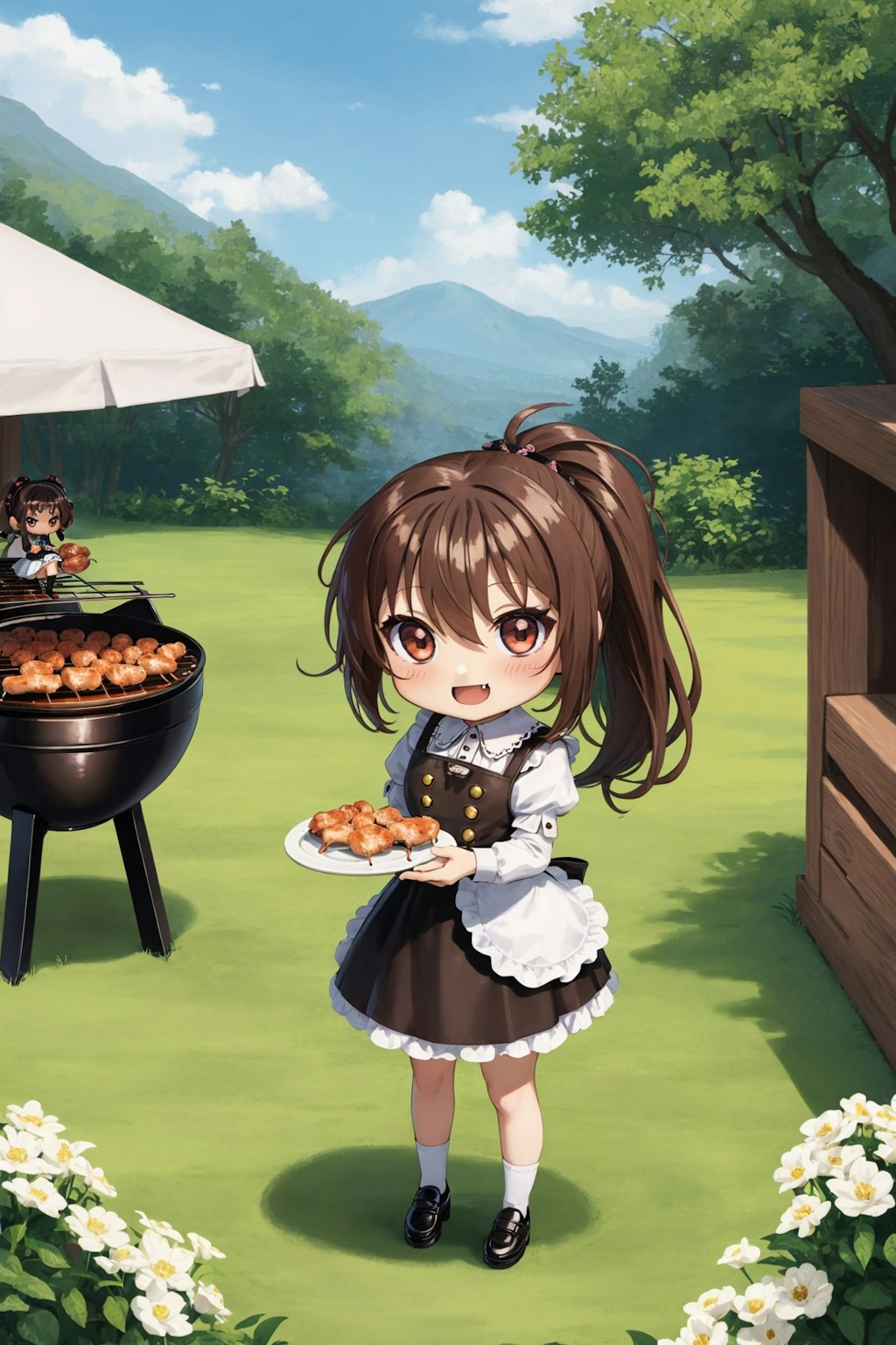 ちびキャラメイドのBBQピクニック