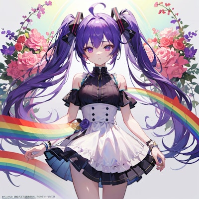 花と虹と紫