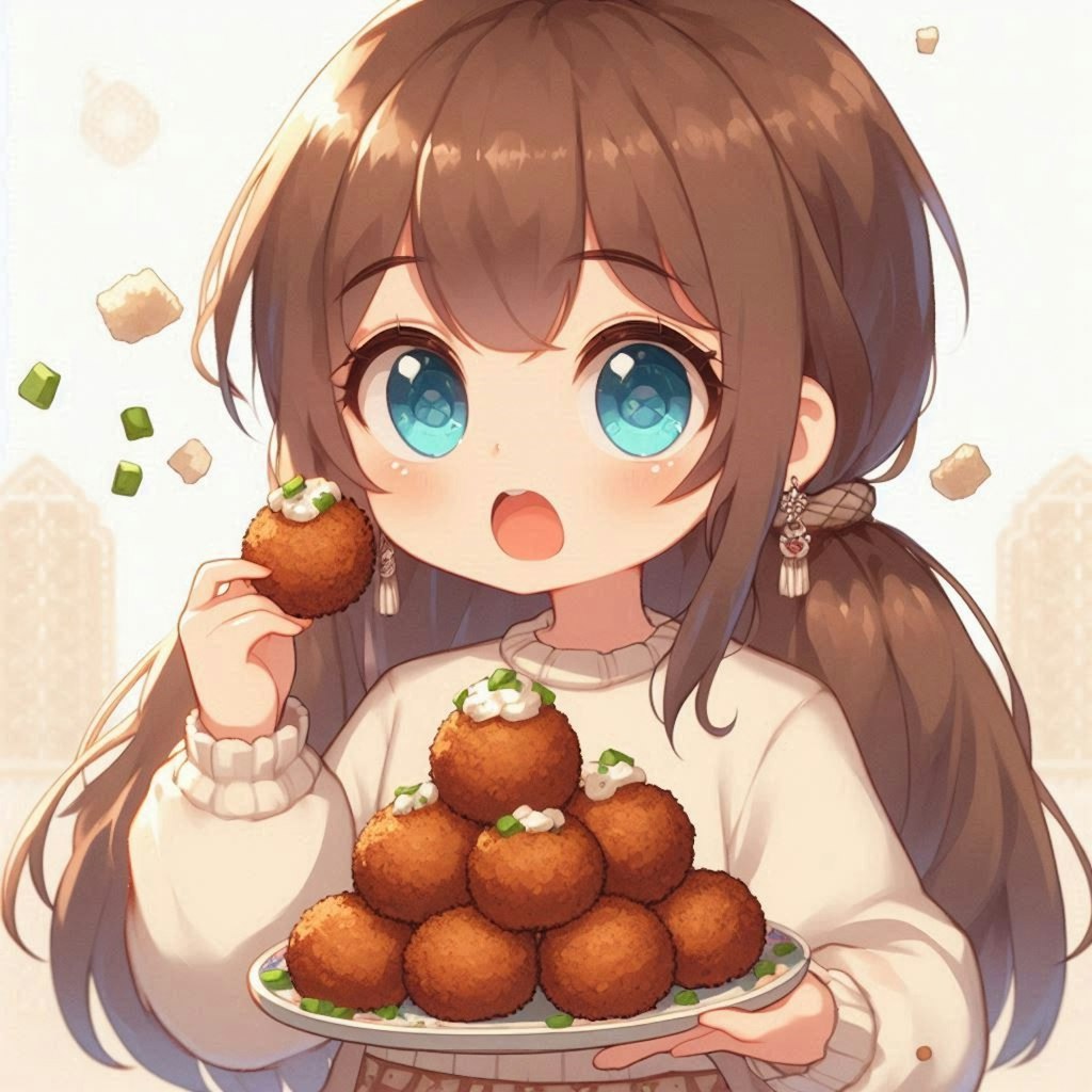 ファラフェル🧆を食べてる小さな女の子