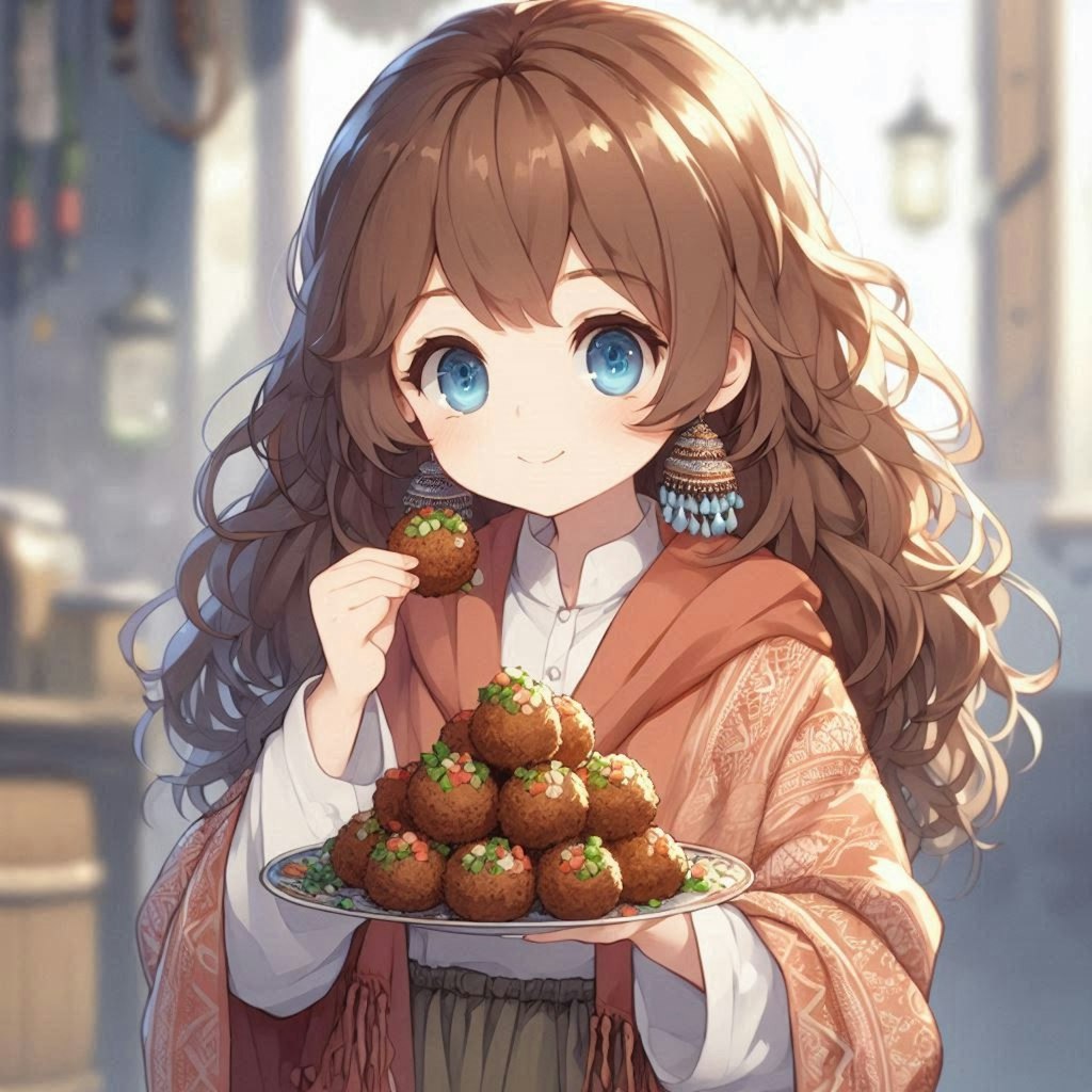 ファラフェル🧆を食べてる小さな女の子