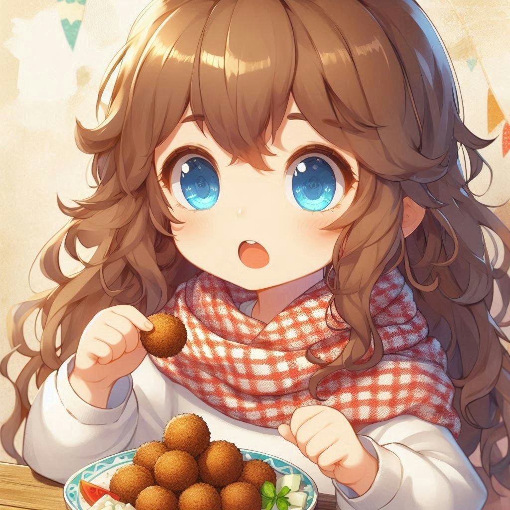 ファラフェル🧆を食べてる小さな女の子