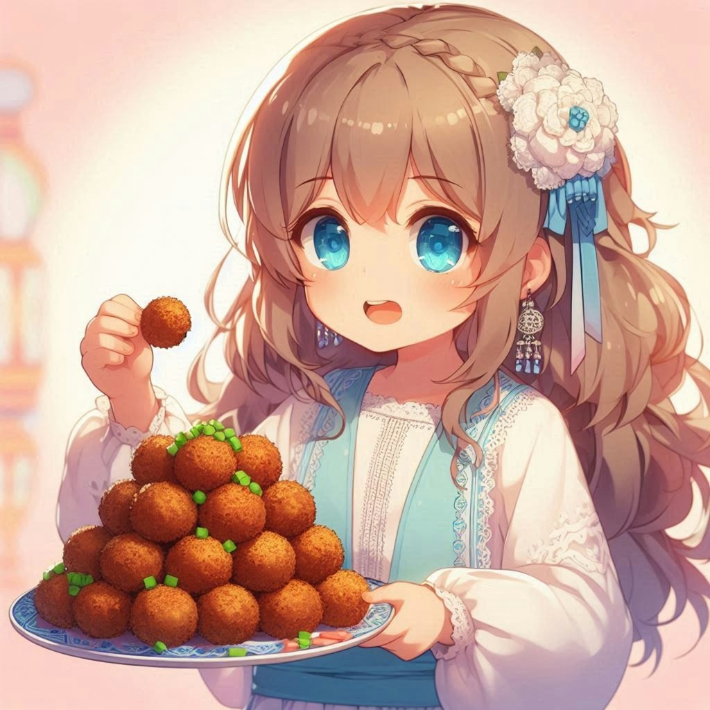 ファラフェル🧆を食べてる小さな女の子