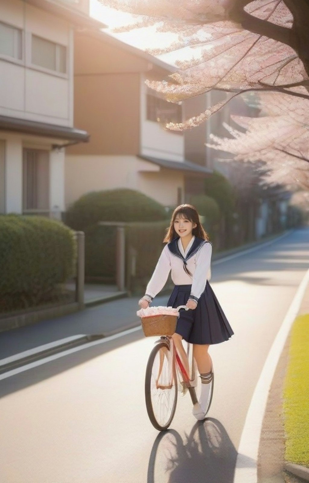 自転車通学女子