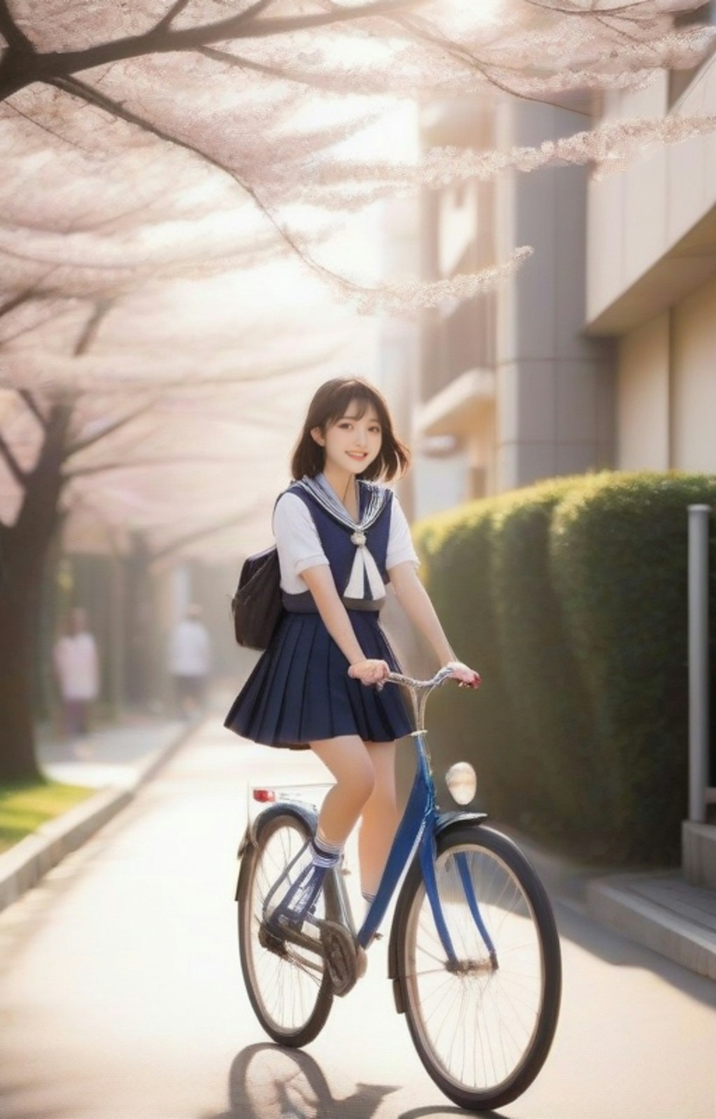 自転車通学女子