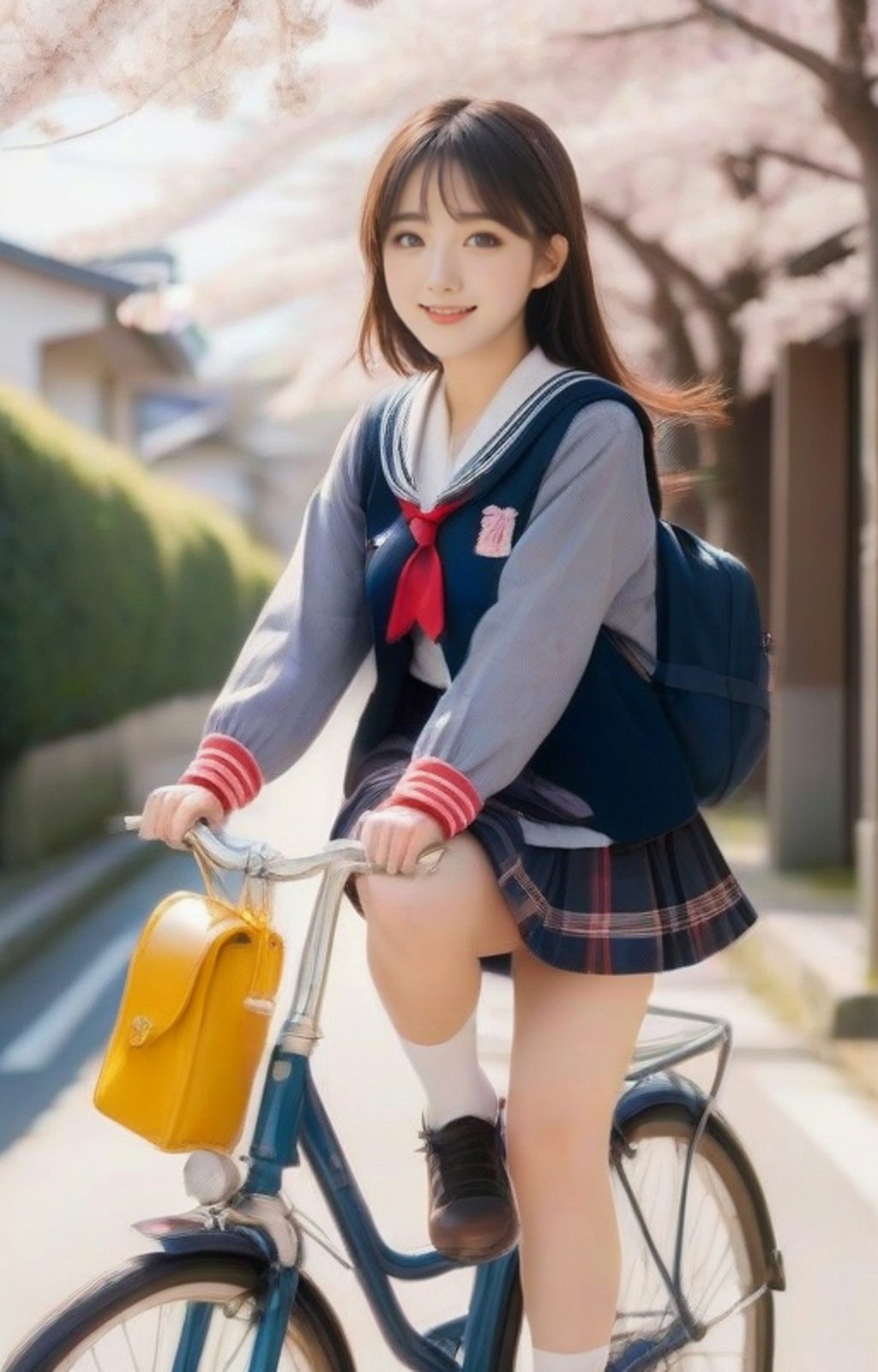自転車通学女子