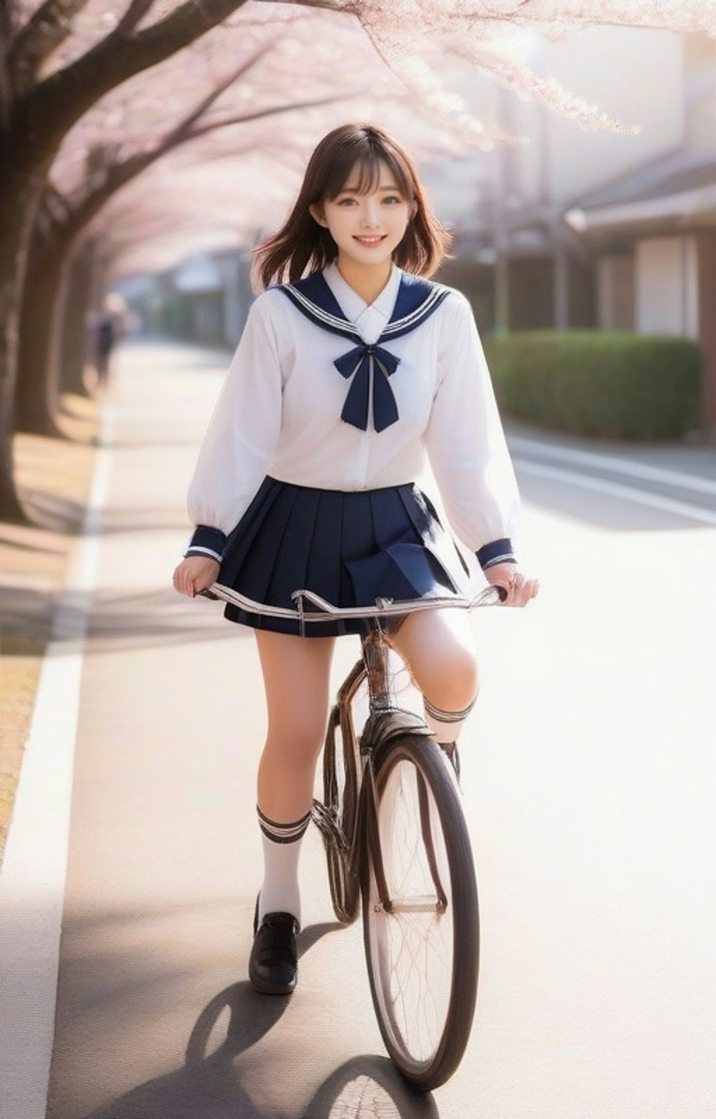 自転車通学女子