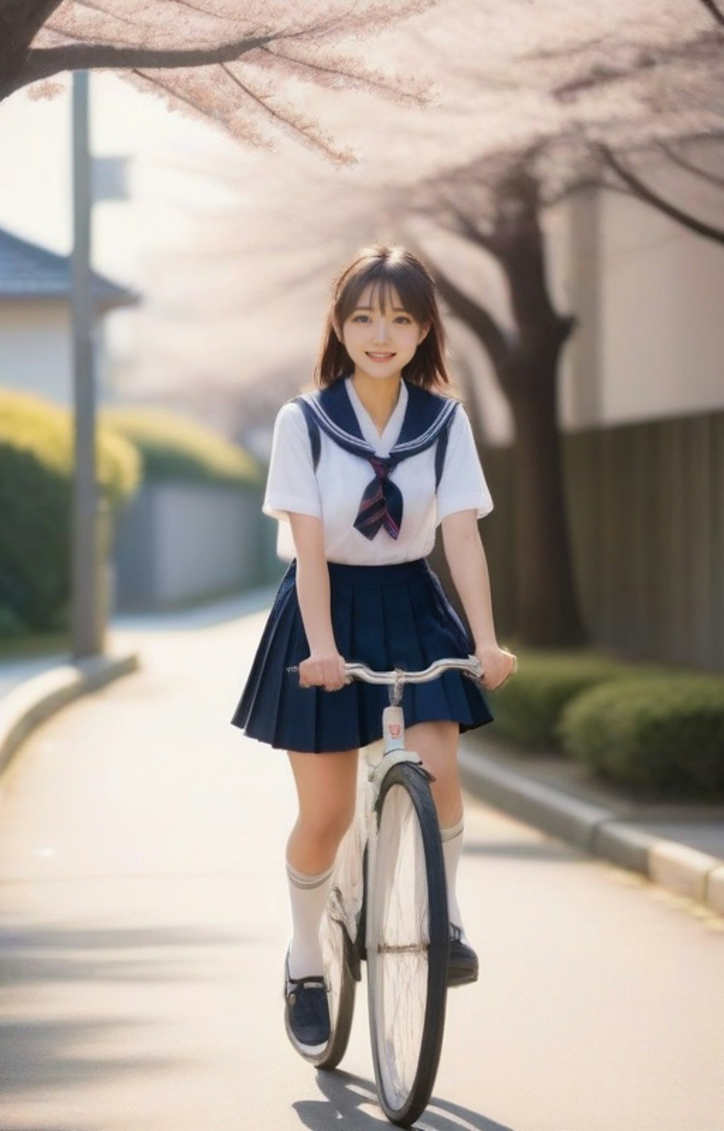 自転車通学女子