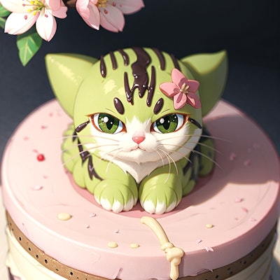 猫桜ケーキ