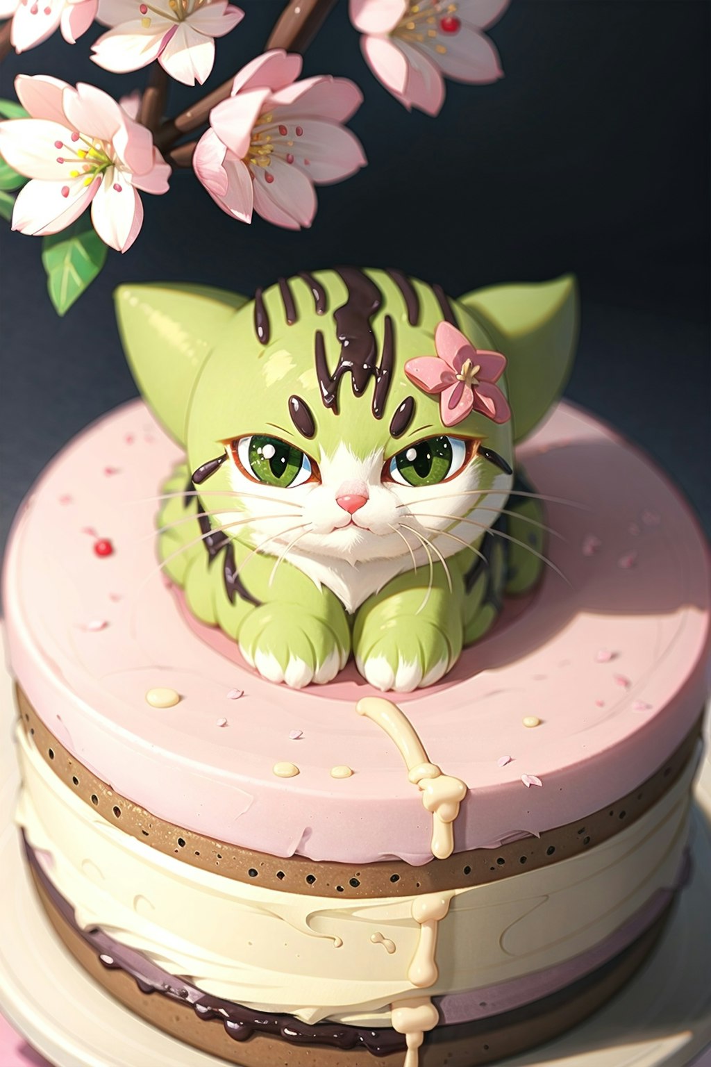 猫桜ケーキ