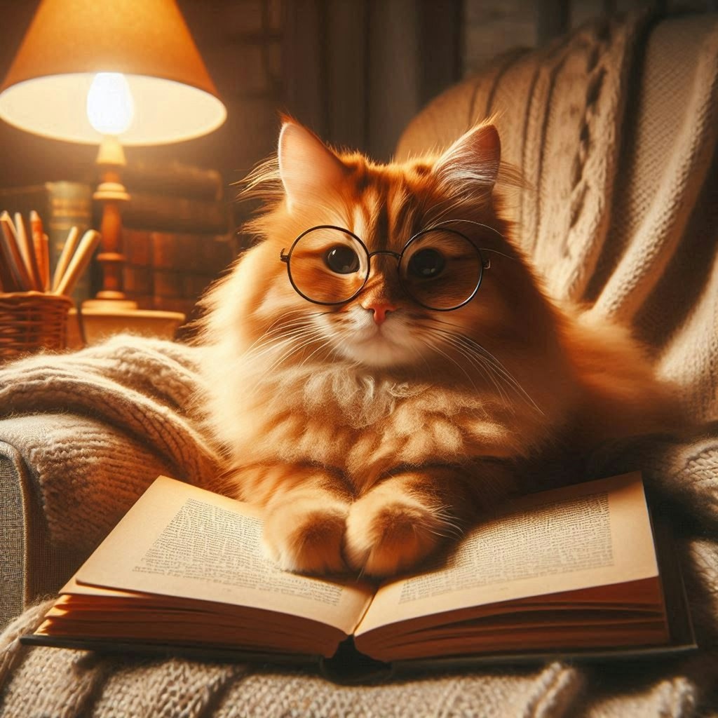 読書する猫