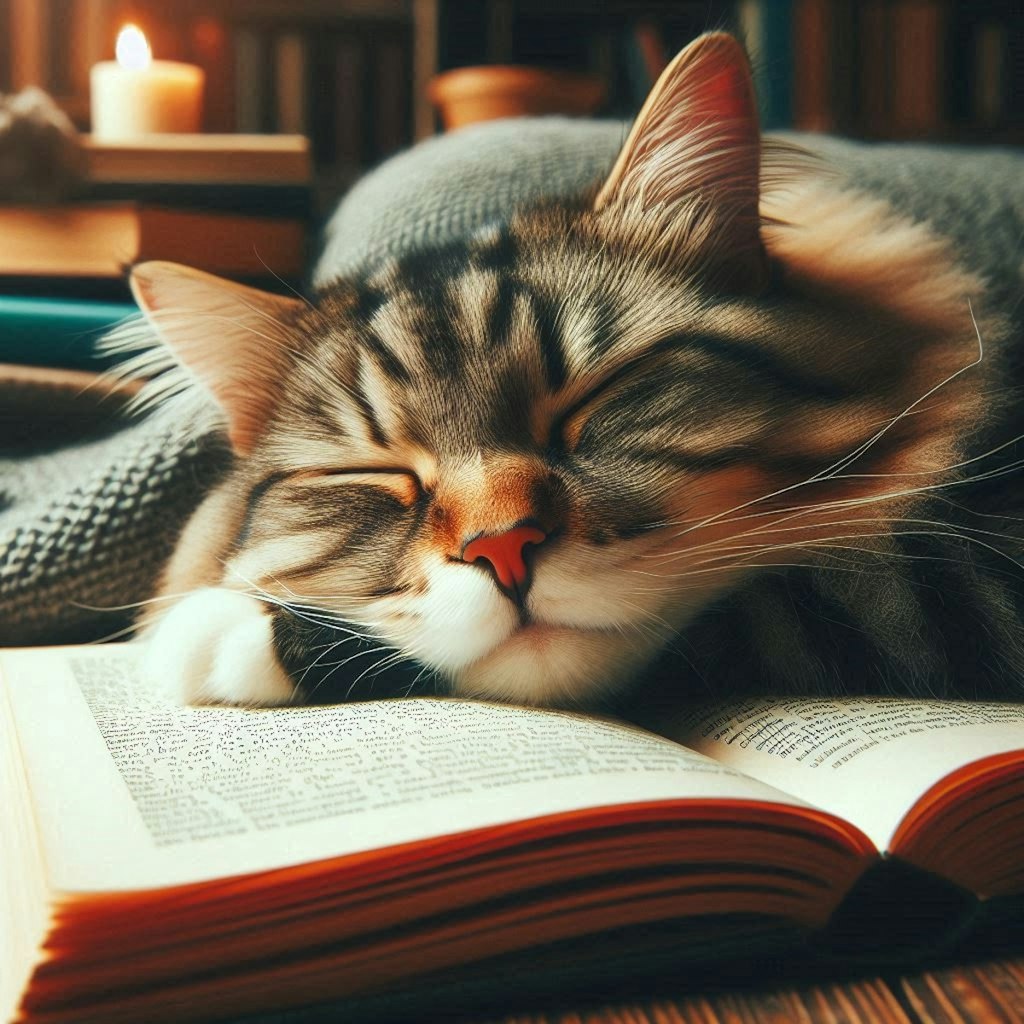 読書する猫