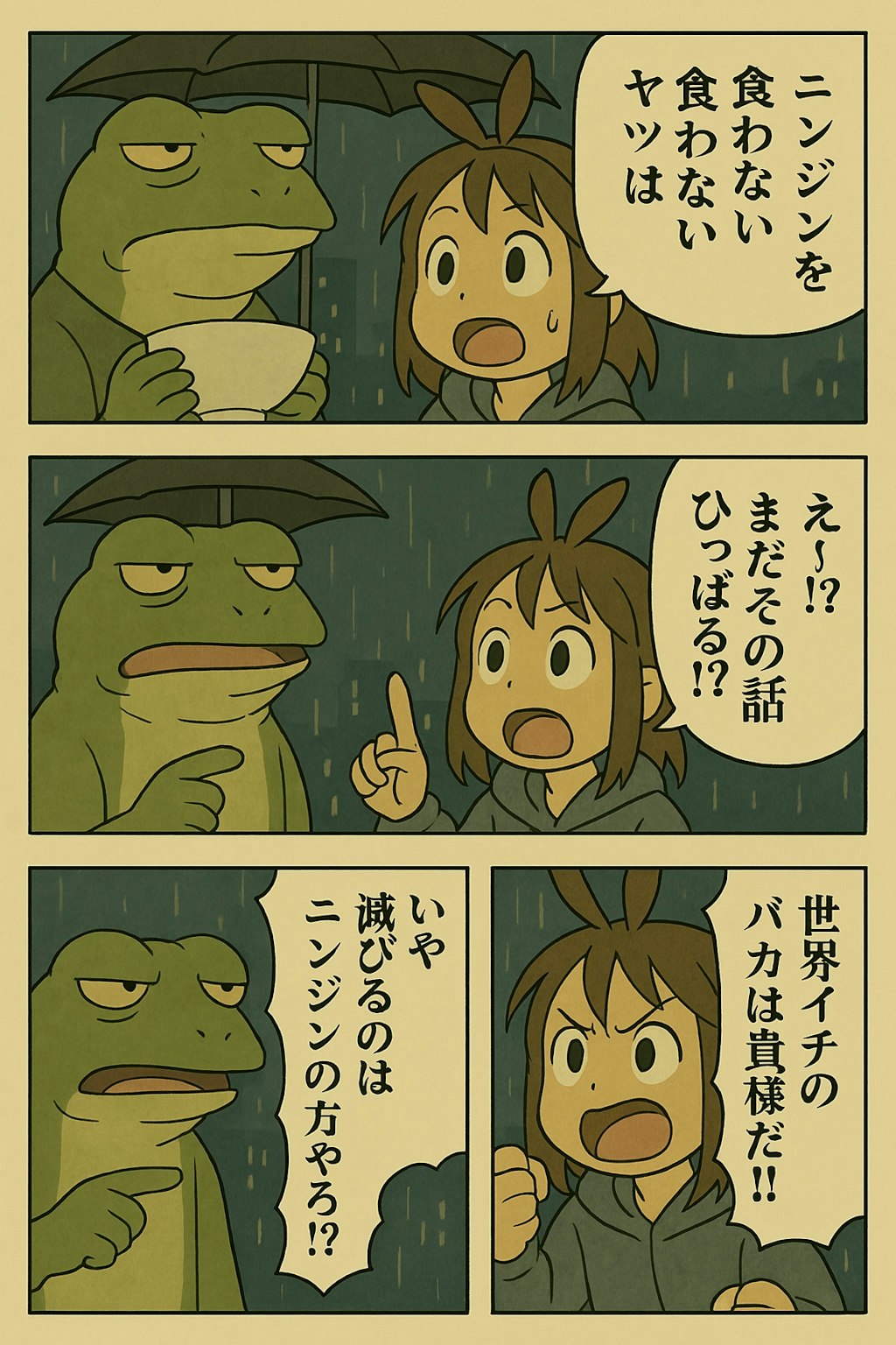 雨の中、うさ耳をくにへかえそうとしたら
