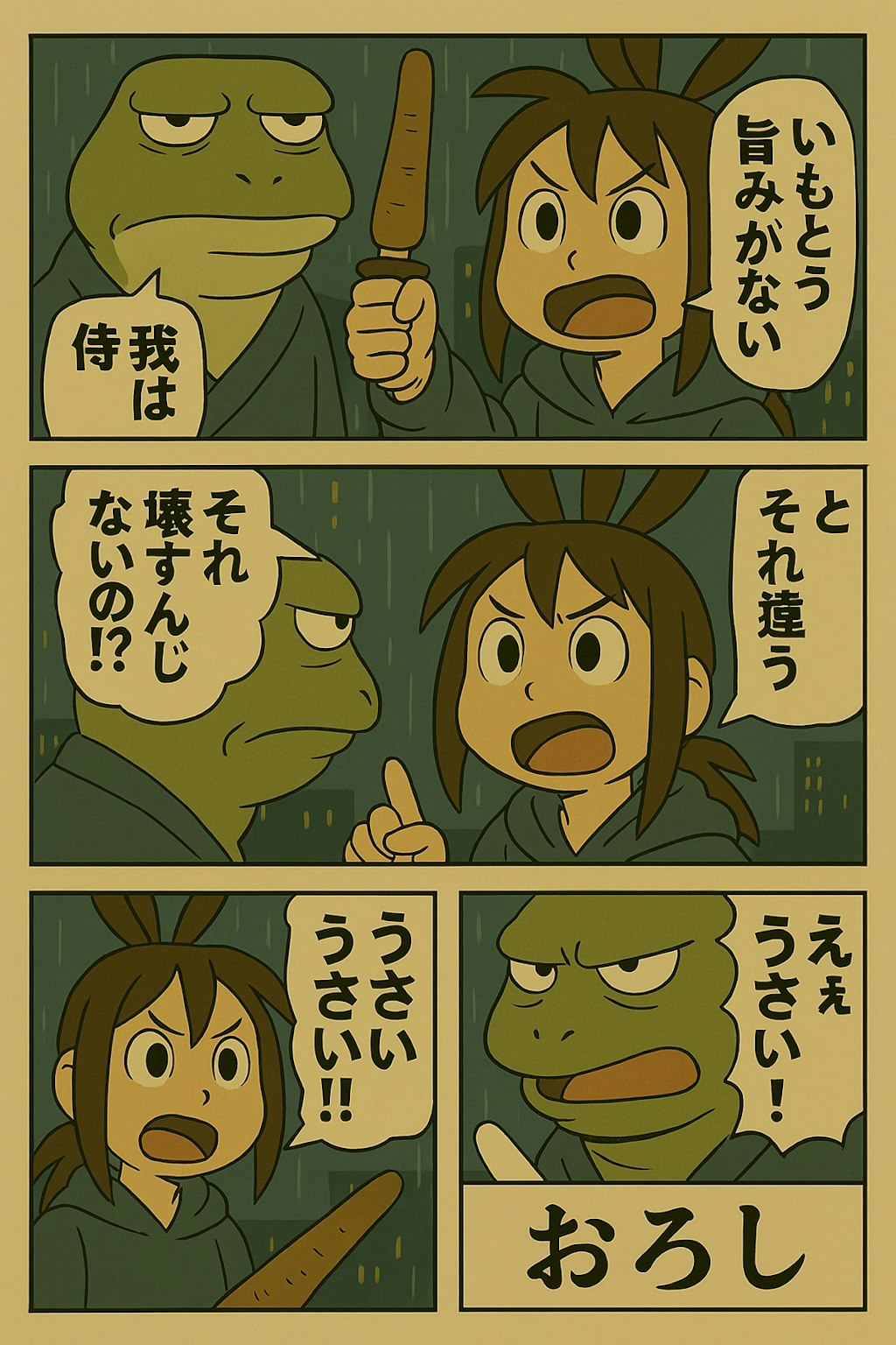 雨の中、うさ耳をくにへかえそうとしたら