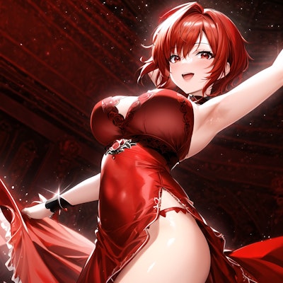 赤い衣装のダンサー