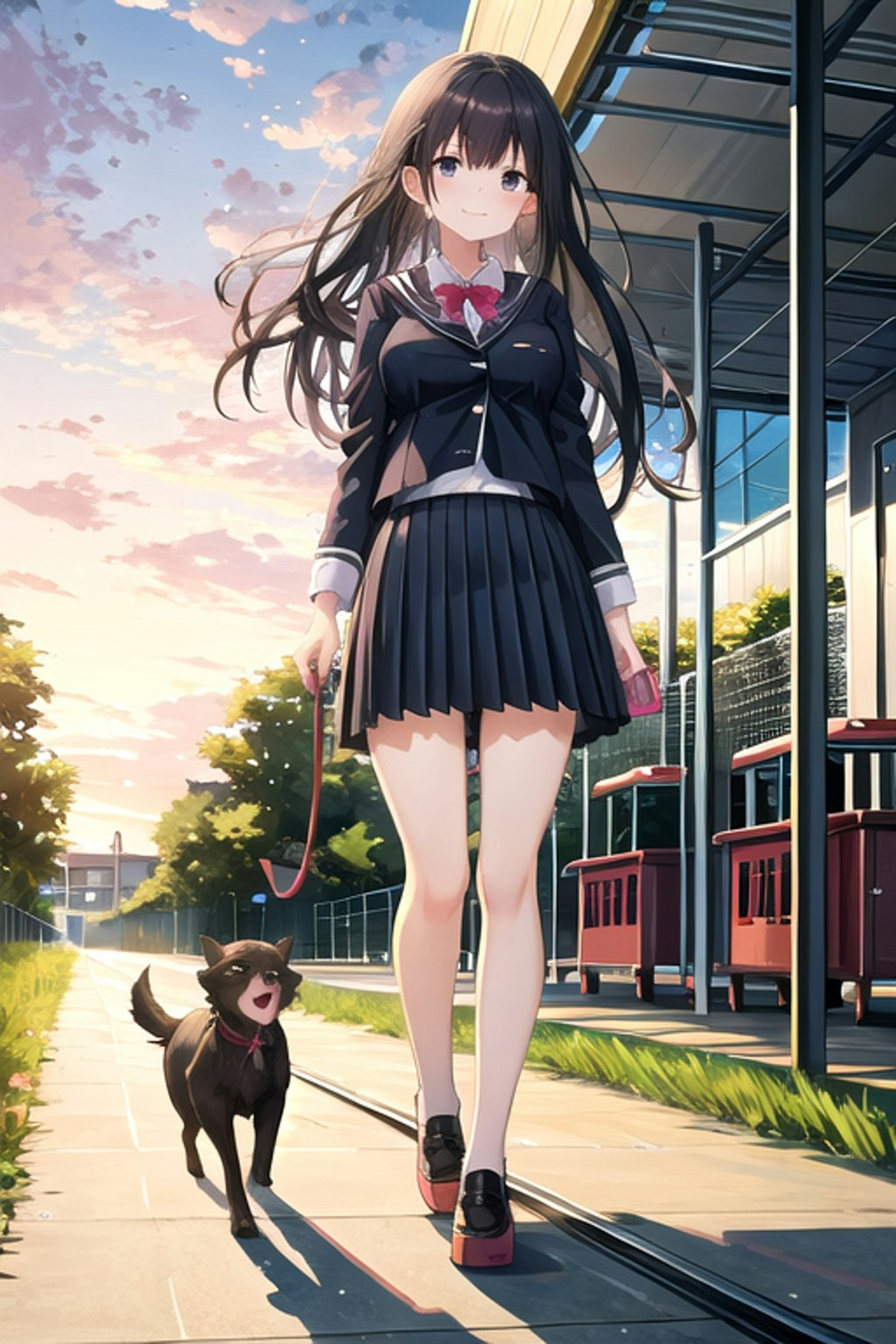 犬の散歩をする女の子１０