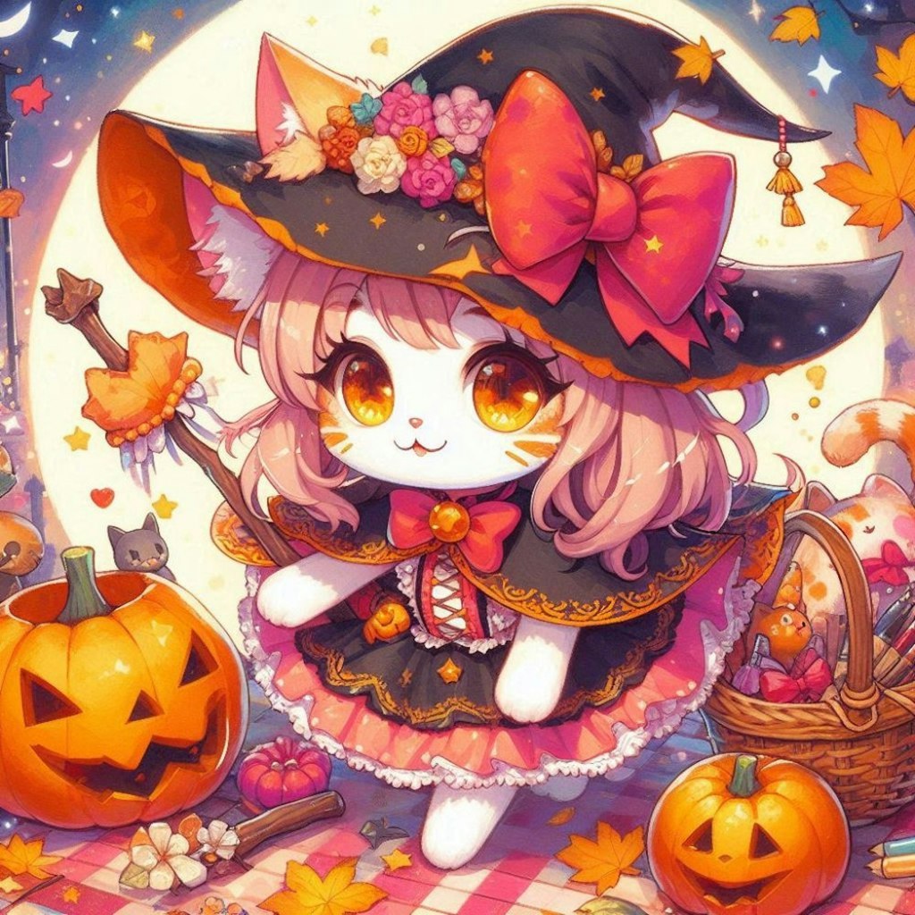 アクリル、魔法少女コスプレ猫、秋、ハロウィン