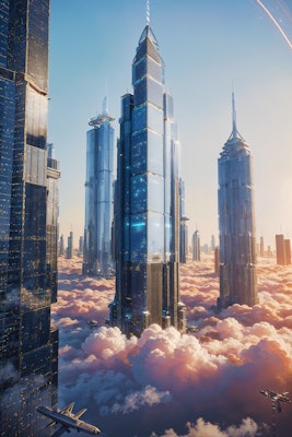 雲すらも眼下に見下ろす超摩天楼 近未来建築03