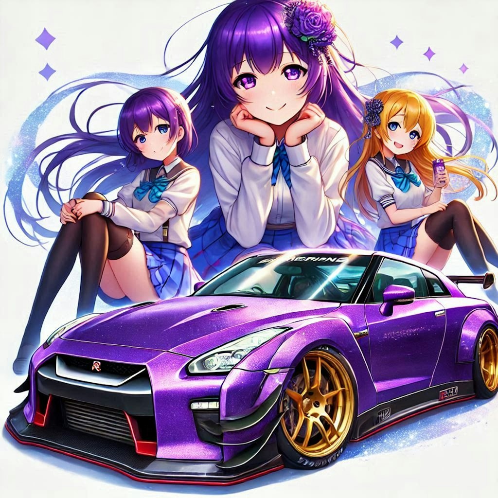 ラブライブキャラと日産GT-Rのドリ車