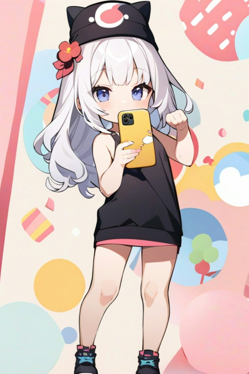 スマホと白髪ちゃん