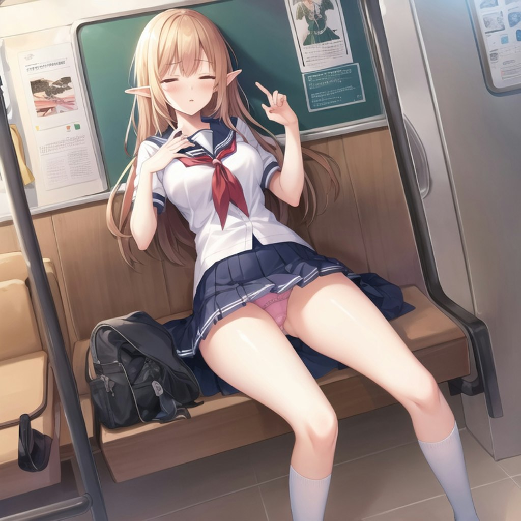 電車内での居眠り(エルフver)