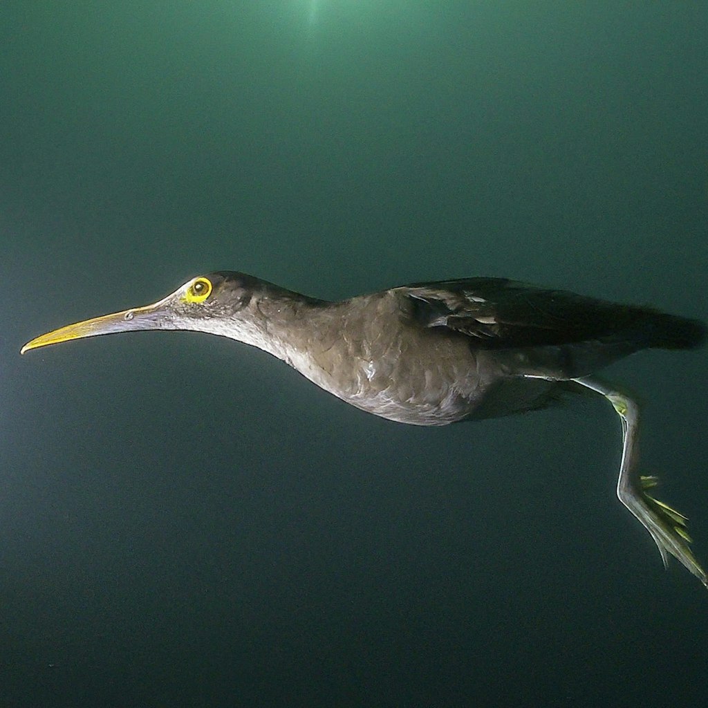 Bird on sea bed