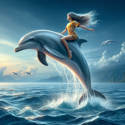 イルカに乗る少女