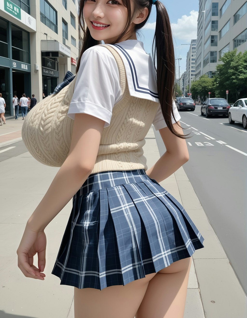 ミニスカ制服秋コーデの爆乳J系ちゃん