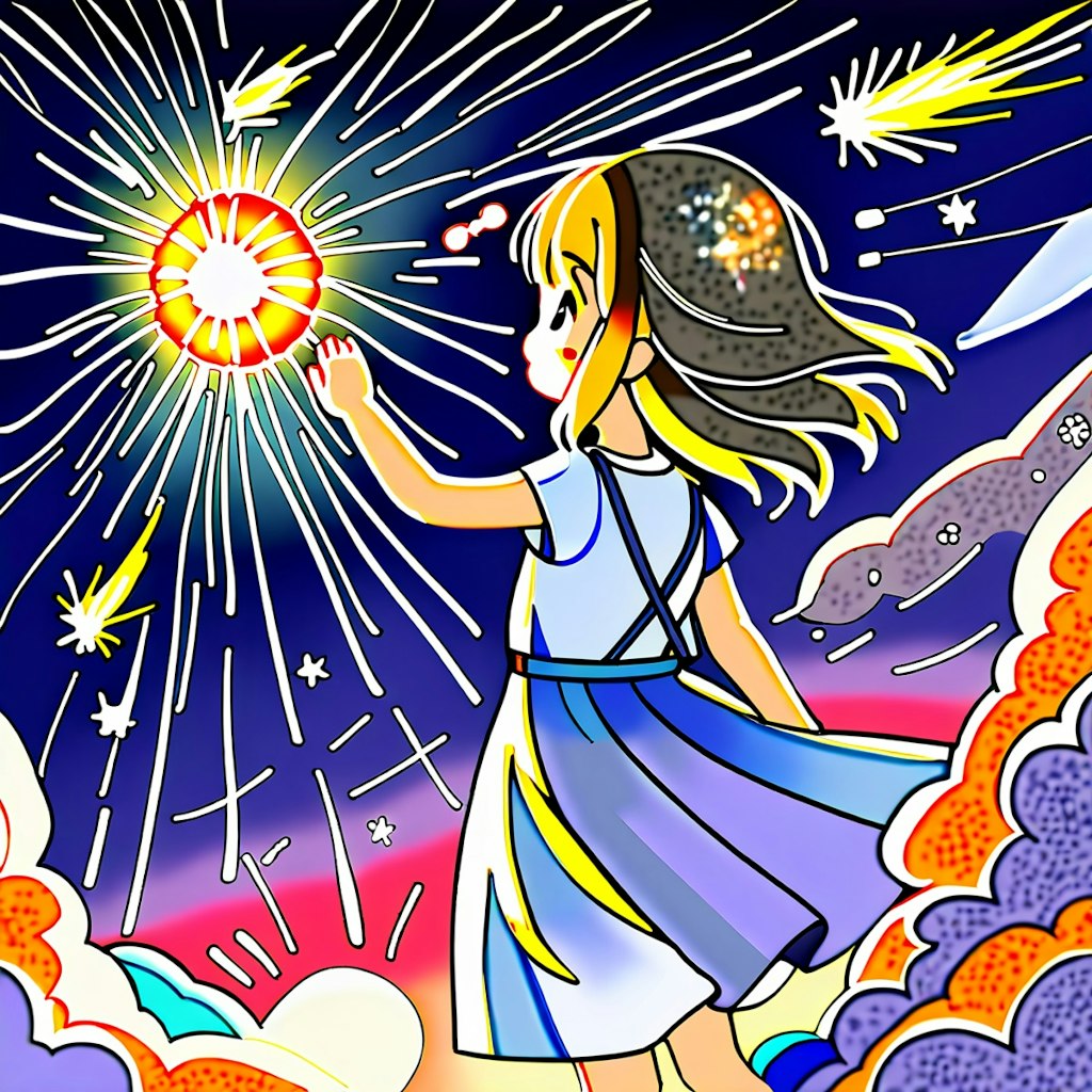 流星に　願いを乗せて　祈る君